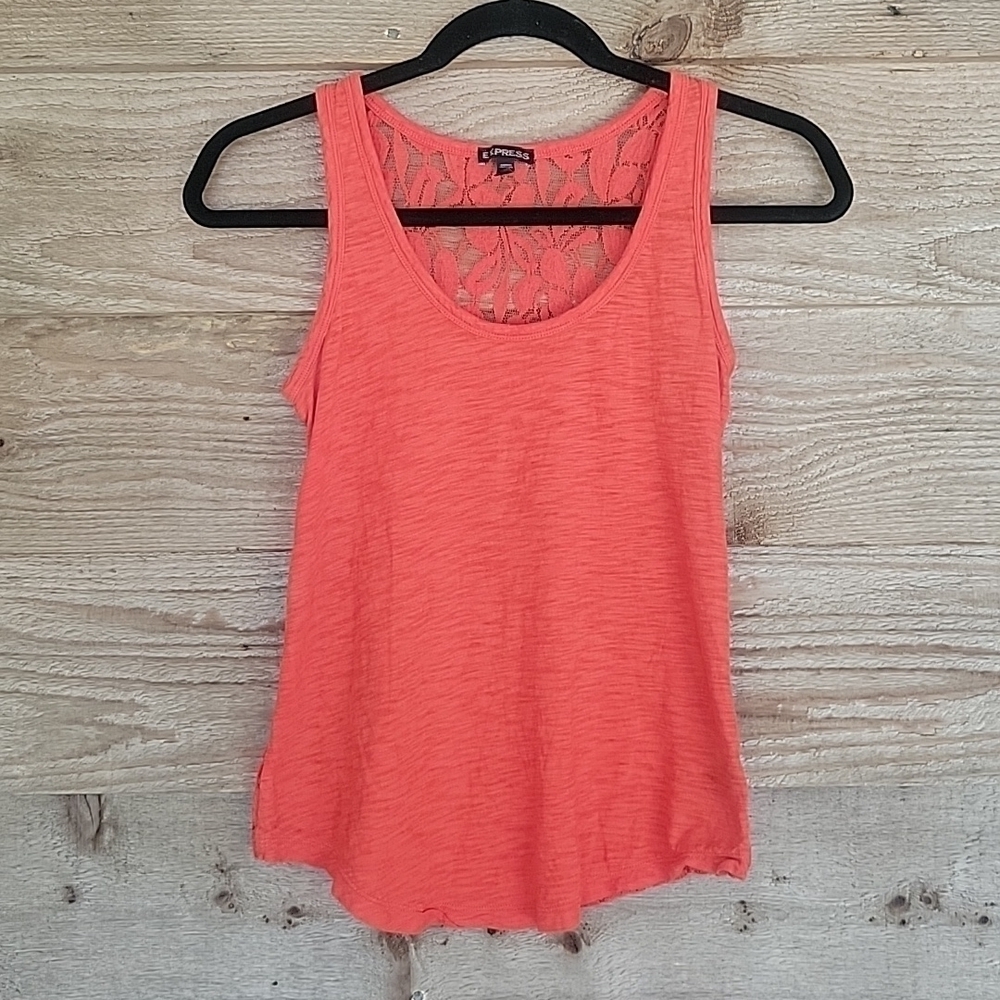 Express Orange Tank with Sheer Lace Back Size XSmall